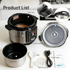 10 in 1 Electric Pressure Cooker with 24-Hour Reservation Function, 6L, Slow Cooker, Rice Cooker, Wok, Cake, Yogurt, Make Cooking Easier (Black)