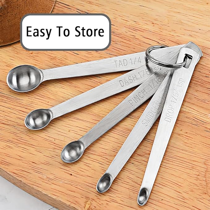 2PCS 1/5 Teaspoon(1/5tsp, 1ml) Single Tiny Measuring Spoon, Small Individual Stainless Steel Measure Spoons Only