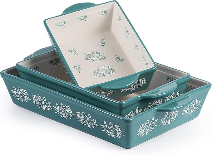 Wisenvoy Baking Dish Ceramic Lasagna Pan Casserole Dish 3-Piece Bakeware Sets Baking Dishes Baking Set Baking Dish Set