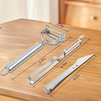 3-in-1 Vegetable Peeler - Ultra Sharp Slicer, Grater & Peeler with Ergonomic Design Grip for Effortless Peeling, Slicing and Grating for Fruit, Potatoes, Carrots, Apples