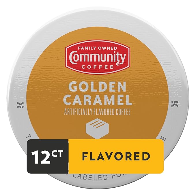 Community Coffee Caramel Cookie Butter Flavored 12 Count, Medium Roast, Keurig K-Cup Coffee Pods, 12 Count (Pack of 1)