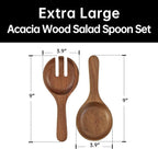 KITEISCAT Extra Large Glass Salad Bowl Set - Party Salad Bowls with Acacia Wood Base and Serving Utensils - Elegant and Practical Kitchen Must-Have