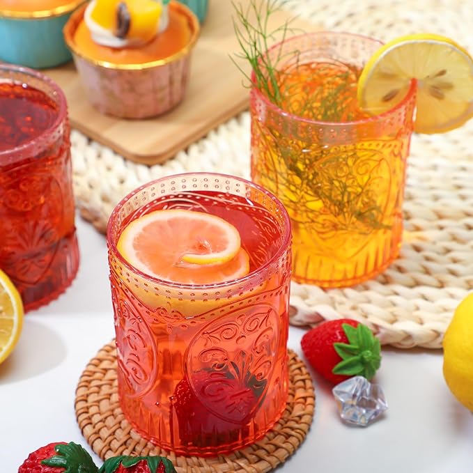 Qinyoung 48 Plastic Vintage Drinking Glasses 8.5oz Stemless Retro Embossed Wine Glasses Shatterproof Reusable Cups for Baby Shower Wedding Reception Grand Event Party (Pink)