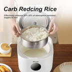 3L Healthy Low Carb Rice Cooker, Low Sugar Digital Steamer,Porridge,Soup,Quick Rice,White Rice,Stainless Steel Filter Basket，5 Cooking Functions,24H Timer & Auto Keep Warm