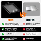 23" x 16" Cast Iron Nonstick Grill Griddle for Gas & Charcoal Grills, Flat Top BBQ Griddle Plate with Grease Groove & Removable Handle, Universal Fit for Outdoor & Home Cooking, Tailgating