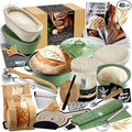 CraftZee All-Inclusive 𝗣𝗥𝗘𝗠𝗜𝗨𝗠 Sourdough Starter Kit with Pot, 34 Oz Starter Jar, 4 Banneton Bread Proofing Baskets, Scraper, Scale, Sourdough Bread Baking Supplies, Beginner Guide & Recipes