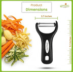 Spring Chef Stainless Steel Y Shaped Vegetable Peeler for Kitchen - Heavy Duty Potato Peeler with Ultra Sharp Blades & Soft Grip Handle for Apple, Carrot, Cucumber, Veggie, Fruit, Citrus - Black