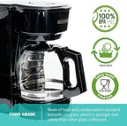 12-Cup Replacement Glass Coffee Carafe Compatible with Black and Decker Coffee maker Model CM0915BKD, Black Handle with Extra Lid, Product Height: 5.9 inch.