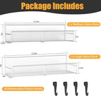 Magnetic Spice Rack for Refrigerator, 2 Pack Metal Magnetic Shelf White, Moveable Spice Organizer with Hooks, Super Magnetic Fridge Shelf for Kitchen Organization and Storage