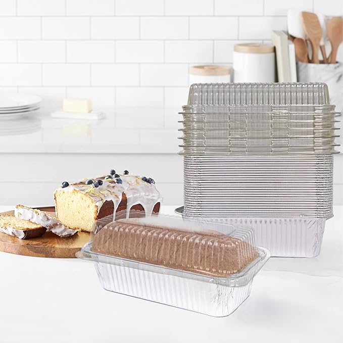 Disposable Loaf Pans With Lids Bakeware Set, 2lb, 30 Pack, 8.5x4.5 Heavy Duty Aluminum Foil Bread pan, Perfect for Bakery & Homemade Bread