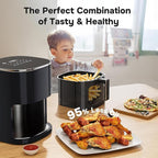 Simple Deluxe 12-in-1 Air Fryer 6.34 Qt, Digital Preset Airfryer with Visible Window, Nonstick and Dishwasher-Safe Basket, Air Fry, Roast, Bake, Dehydrate, Fries, 1700W, Black