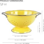 Reston Lloyd, 3 Quart Powder Coated Steel Kitchen Strainer Basket for draining Pasta, Vegetable and Fruit, Chrome Handles and Wide Stable Base, Lemon