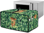 Highland Cow Four Leaf Clover Print Toaster Oven Cover Microwave Cover for Kitchen Countertop Appliance Dust Protector Decorative Oven Accessories for St. Patrick's Day Decor, Green, L