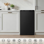 Antarctic Star 3.2 Cu.Ft.Compact Refrigerator with Freezer, Mini Fridge Single Door with Adjustable Thermostat,Removable Glass Shelves for Apartment,Dorm,Office,Kitchen，BLACK