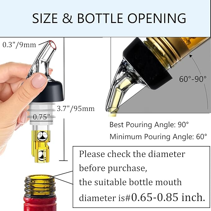 3 Pack Measured Pour Spout, Bottle Pourers for Alcohol - Shot Pourer Cocktail Liquor Dispenser Bar Bartending Tool - 1.5oz/45ml