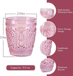 abrwyy 4Pcs Pink Glassware, Drinking Beverage Glass Cup, Vintage Drinking Glasses, Colored Glassware Set for Party Wedding Home Office Gift