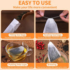 TamBee 100 Pack Disposable Tea Filter Bags Empty Muslin Drawstring Seal Filter Tea Bags Drawstring Herb Loose Tea bag (1.97"X2.76" / 5cm X 7cm)