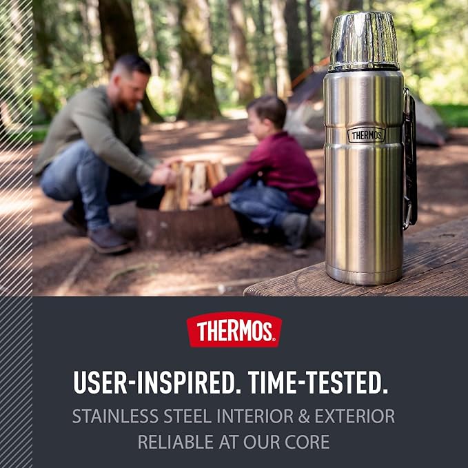 THERMOS Stainless King Vacuum-Insulated Beverage Bottle, 40 Ounce, Matte Stainless Steel