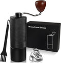 Non-Detachable Manual Coffee Grinder with 25 Level Stainless Steel Conical Burr Portable Aluminum Coffee Bean Grinder Gift Set Suitable for Moka Pot Espresso Pour Over Easy Cleaning with Brush