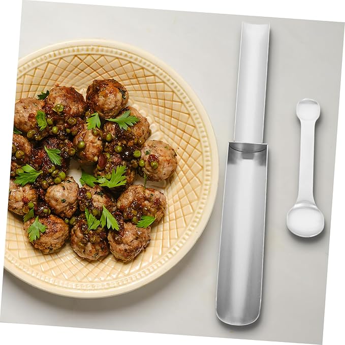 304 Stainless Steel Dual-Head Meatball Maker Tool Set Versatile Shrimp Ball and Meatball Mold for Home Cooking Easy to Use Kitchen Gadget for Meat and Fish Balls