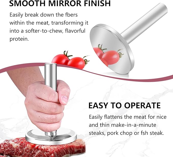 Meat Tenderizer Hammer, Meat Pounder Tenderizer Meat Pounder Flattener Kitchen Mallet Stainless Steel Meat Loosening Hammer Multifunctional Thickened and Weighted Chicken Tenderizer