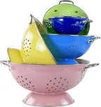 Reston Lloyd Calypso Basics Extra Large Enameled Colander with Solid Base, Strainer Basket with Handles, for Pasta, Berries, Vegetables, Fruit, Red, 7 Quart (224oz/ 6.6 L)