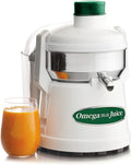 Omega Centrifugal Juicer High Speed Pulp Ejection Juice Extractor 1/3 HP Juices Vegetables Citrus and Fruits at 3500 RPM Surgical Stainless Steel Parts and Blade, 250-Watts, White