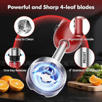 Immersion Blender Handheld 1200W, 20-speeds Immersion Hand Blenders, Hand Mixer with Mining Beaker,Chopper,Whisk, Frother, Stand and Stick Blender Suitable for Kitchen, Protein Shakes and Baby Food