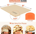 Arcedo Pizza Stone for Grill 20 x 13.5 Inch, Rectangular Large Baking Stone for Bread Thermal Shock Resistant BBQ Grilling Pizza Pan Cordierite Oven Cooking Pan With PE Scraper