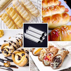33 Pack Cannoli Forms Tube Set, 10 Cannoli Forms, 10 Large Hones Form Mould 10 Small Croissant Moulds, Brush, Reusable Icing Bag and Long Frosting Tip for Puff Pastry