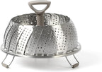 Martha Stewart Richburn 10.6-Inch Telescopic Folding Steamer Insert with Nylon Handle – Mirror Finish, Durable Stainless Steel Vegetable and Food Steamer