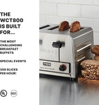 Waring Commercial WCT800 4-Slice Heavy Duty Commercial Pop-Up Toaster, 120V, 2200W5-20 Phase Plug