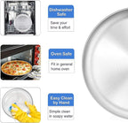 P&P CHEF Pizza Pan Set of 2, Stainless Steel Pizza Tray, Round Pizza Plate For Pie Cookie Pizza Cake, Non Toxic & Heavy Duty, Dishwasher Safe & Easy Clean, 10 Inch & Silver