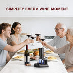 Electric Wine Opener Set, 7-in-1 Wine Gift Set with Charging Base, Foil Cutter, Aerator Pourer, 2 Vacuum Stoppers, Automatic Corkscrew, Wine Saver Kit, Holiday Christmas Gift for Men & Women