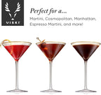 Viski Meridian Martini Glasses - Stemmed Fun Cocktail Glasses - Art Deco Ripple Gold Rimmed Crystal Glassware - 7.8oz Set of 2