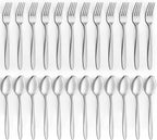Unokit 24-Piece Forks and Spoons Set - Forks and Spoons Food Grade Stainless Steel Silverware for Home, Kitchen and Restaurant, 12-Fork and 12-Spoon, Mirror Polished&Dishwasher Safe