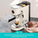 CASABREWS 5418 PRO Espresso Machine 20 Bar, Espresso Maker with Milk Frother Steam Wand, Stainless Steel Coffee Machine with 34oz Removable Water Tank, Small Latte Machine, Creamy
