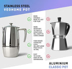 VeoHome Stovetop Espresso Coffee Maker - 10 Cups 500ml Multi-Stove Stainless Steel Induction Moka Pot - Unbreakable and Dishwasher-Safe Italian Style Caffe Machine