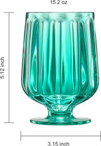 15oz Unbreakable Premium Drinking Glasses Set of 4 - Super Grade Acrylic Plastic - Perfect For Gifts - European Style Shatterproof BPA-free Glassware Dishwasher-Safe, Indoor & Outdoor Drinkware (Lime)