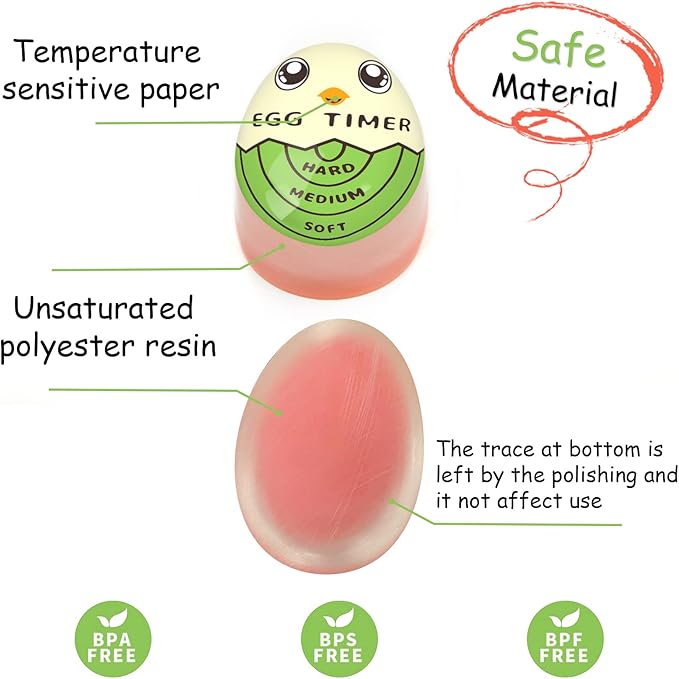 Lasubst Egg Timer for Boiling Eggs that Changes Color When Done, Green