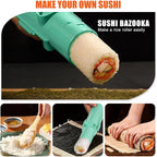 SmileTools Sushi Making Kit & Musubi Maker Kit - for Beginners & Pros with Sushi Roller Bazooka, 2 Bamboo Mats, 2 Musubi Press Molds and Spam Slicer