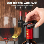 Crenova Wine Opener Electric, Rechargeable Wine Bottle Opener, Automatic Corkscrew with Vacuum Stopper, Aerator Pourer, Foil Cutter, Display Base, House Warming Gifts for New Home Wedding Birthday