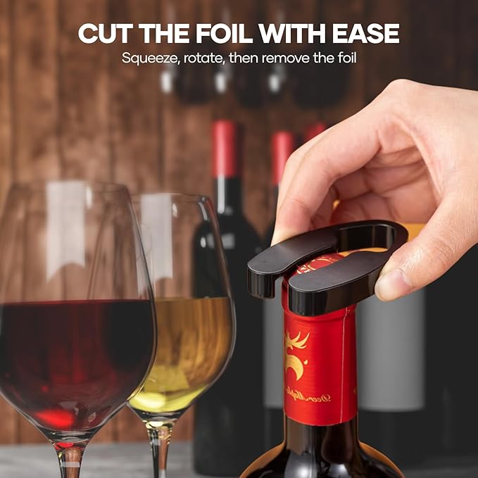 Crenova Wine Opener Electric, Rechargeable Wine Bottle Opener, Automatic Corkscrew with Vacuum Stopper, Aerator Pourer, Foil Cutter, Display Base, House Warming Gifts for New Home Wedding Birthday