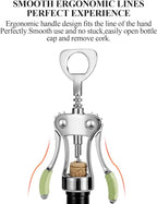 KORCCI Wine Opener, Heavy-Duty Zinc Alloy Wing Corkscrew, Premium Beer Bottle Opener, Multifunctional Wine Accessories with Ergonomic Handle and Sharp Screw, for Kitchen, Bar, Restaurant (GREEN)