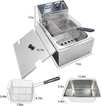 Electric Deep Fryer with Basket for Home Use, Countertop Commercial Deep Fryer 1700w Powerful Performance 9.7Qt Large Capacity Stainless Steel Oil Fryer, Temperature Control