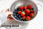 Leonyo Stainless Steel Colander for Kitchen, Micro-Perforated Metal Strainer with Handles for Draining Pasta, Strainers and Colanders Set of 3(1-3-5Quart) for Rinsing, Steaming, Dishwasher Safe