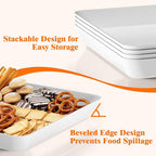 SpaceTrove 10-Pack Serving Tray Set, Reusable Plastic Serving Platter for Party Supplies, Entertaining, Grilling Accessories, Stackable Kitchen Snack Box Container for Dessert, Fruit, Cookie, (White)