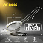 Anaeat Fine Mesh Strainers - Premium Stainless Steel Colander Sieve Sifters, with Durable Mesh and Sturdy Handle, Excellent for Sifting Dry ingredients, Flour, Pastas, Rice, Tea (2.8"）