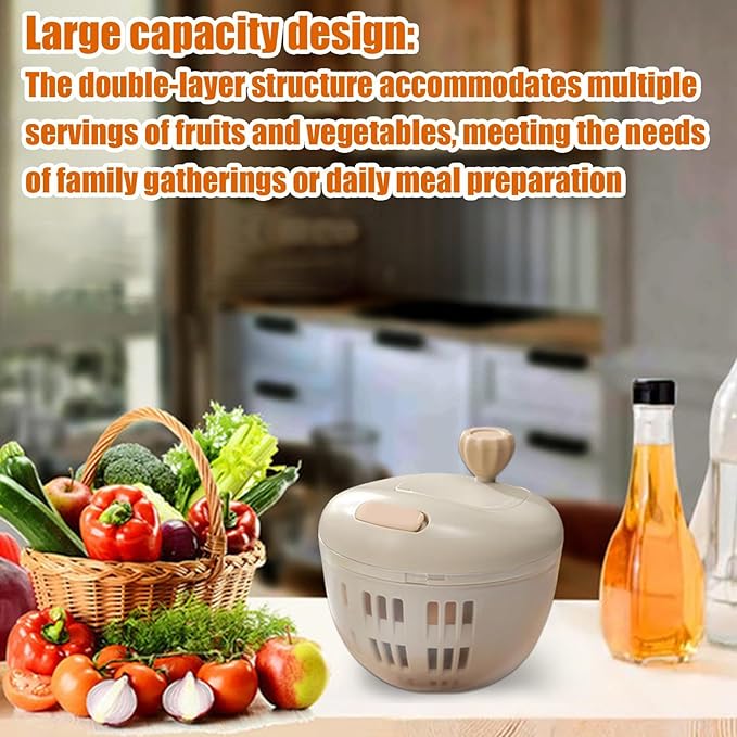 Lettuce Spinner - 800ML Vegetable Washer, Salad Dryer Bowl, Produce Cleaner | Manual Vegetable Spinner with Colander Basket for Fresh Crisp Greens, Kitchen Tool for Home Cooking Outdoor Picnic