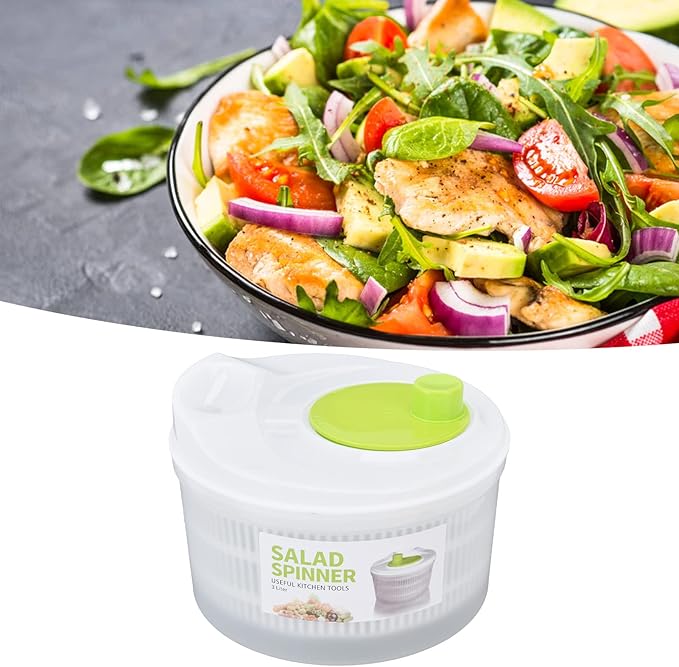 Pwshymi Salad Spinner Salad Drainer, Multifunction Large 3L Vegetable Dryer Salad Spinner, Lettuce Washer and Dryer for Cooking